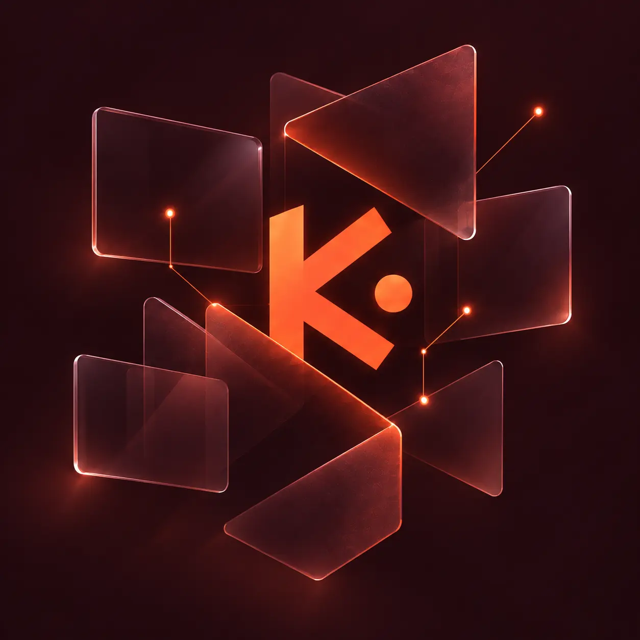 Il simbolo inKarma in corallo, tra superfici di vetro e connessioni luminose