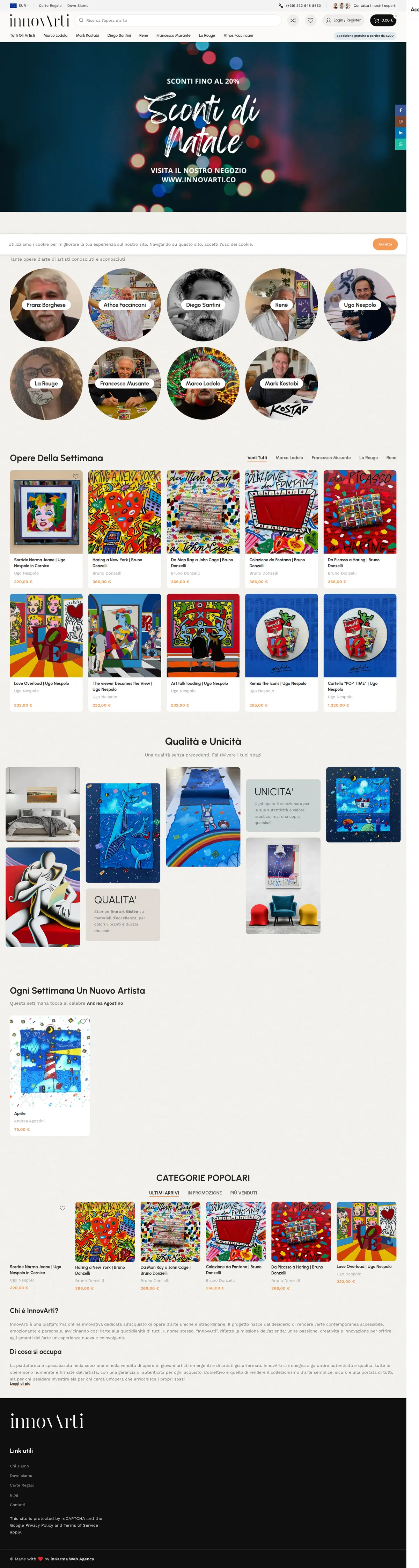 Home del sito di InnovArti: negozio online di stampe fine-art e opere originali di oltre 60 artisti contemporanei